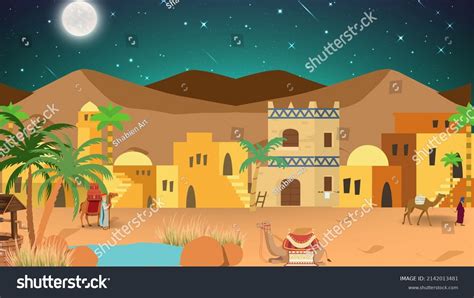 Landscape Background Arabian Night Middle Desert Stock Illustration 2142013481 | Shutterstock