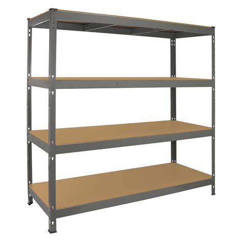 Garage Racking Heavy Duty Shelving 4 Tier Unit Boltless Steel Bay Metal ...