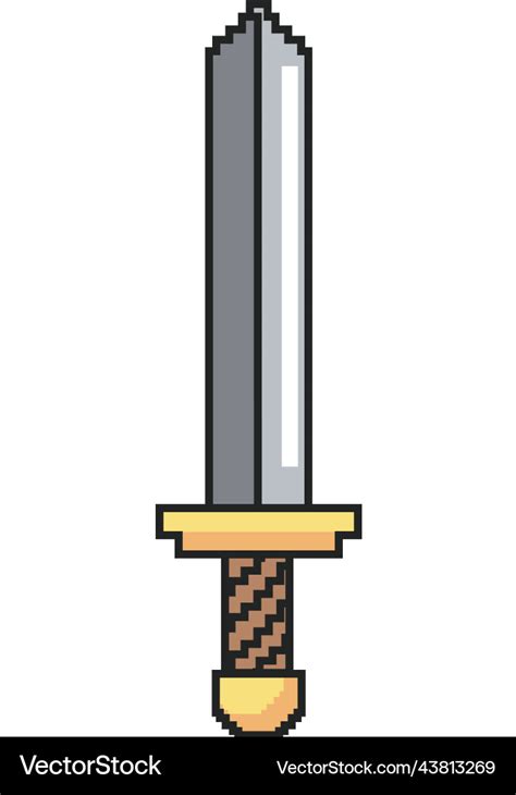 Sword pixel art style Royalty Free Vector Image