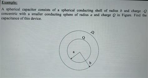 Solved Example: A spherical capacitor consists of a | Chegg.com