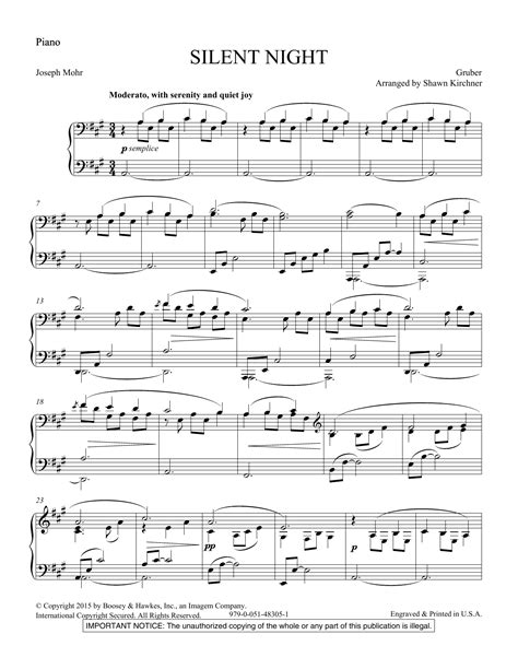 Silent Night Piano Sheet Music Free Printable