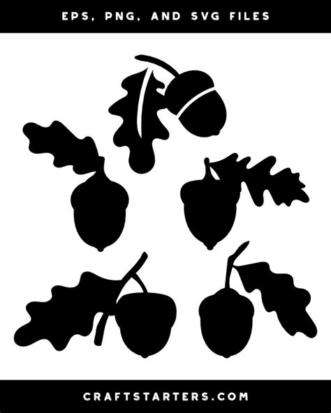 Acorn with Leaf Silhouette Clip Art