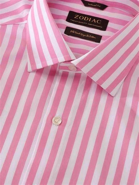 Buy Barboni Pink Cotton Tailored Fit Formal Striped Shirt | Zodiac