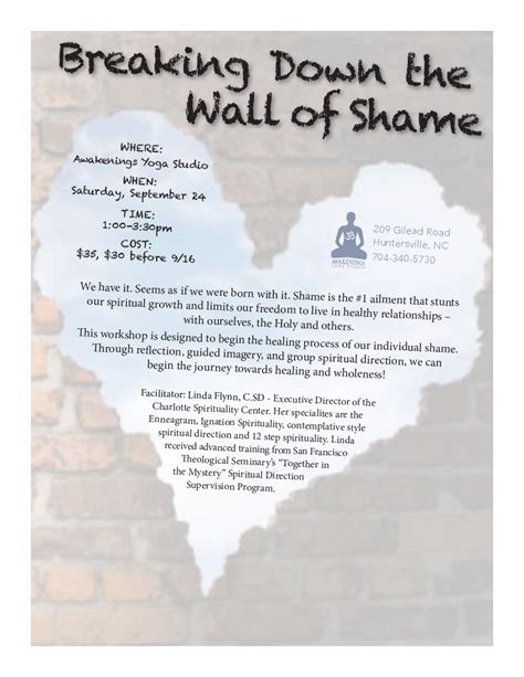 Charlotte Spirituality Center — Breaking Down the Wall of Shame