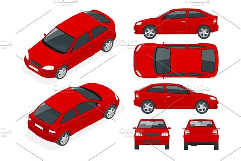 Set of Sedan Cars. Isolated car, template for car branding and ...