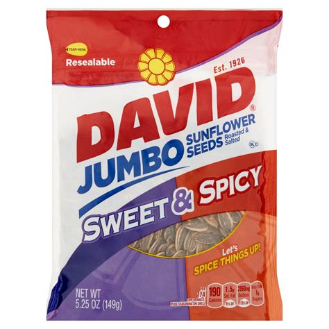 Buy David Jumbo Sweet and Spicy Sunflower Seeds, 5.25 Oz., 12 Count Online at Lowest Price in ...