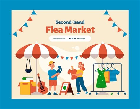 Free Vector | Flat flea market shopping photocall template