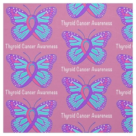 Thyroid Cancer Butterfly Awareness Ribbon Fabric | Zazzle