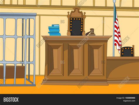 Hand Drawn Cartoon Court Interior. Image & Photo | Bigstock