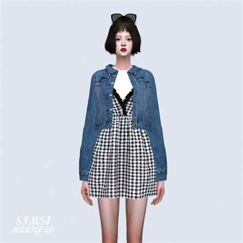 SIMS4 Marigold: Denim Jacket With Sweet Dress • Sims 4 Downloads | Ropa ...