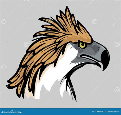 Philippine Eagle Head, Colored Side View Illustration Cartoon Vector ...