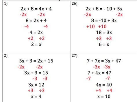 Maths KS3/ GCSE - 50 Three Step Linear Equations Questions and Worked ...