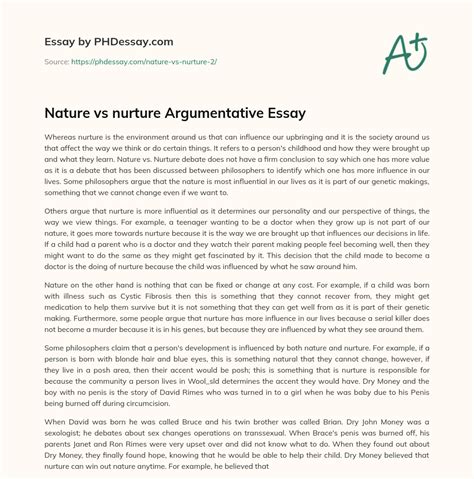 Nature vs nurture Argumentative Essay - PHDessay.com