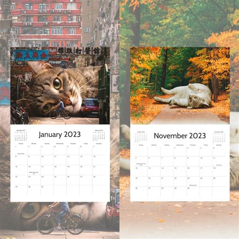 LAZY CAT CALENDAR 2023 Cat Wall Calendar Original Cat Art - Etsy