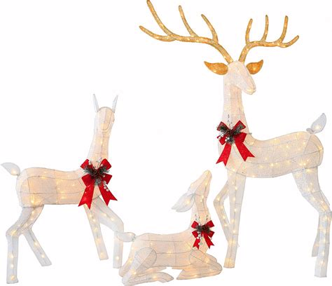 Amazon.com: Hykolity 3-Piece Lighted Christmas Deer Family Set with 270 Warm White LED Lights ...