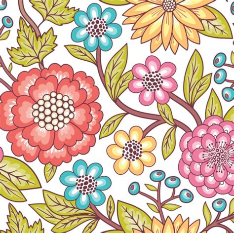 Floral pattern 1 set vector free download