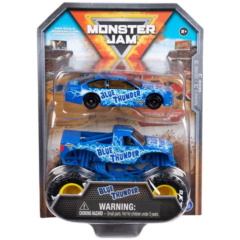 Monster Jam Blue Thunder Monster Truck & Toy Race Car, 1:64 Scale (Walmart Exclusive) - Walmart.com