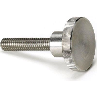 Knurled Thumb Screw w/ Shoulder - 1/4-20 - 1-1/4" Thread - 1" Head Dia. - 5/8" Head H - SS ...