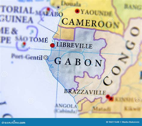 Geographic Map Of Gabon With Capital City Libreville Royalty-Free Stock ...