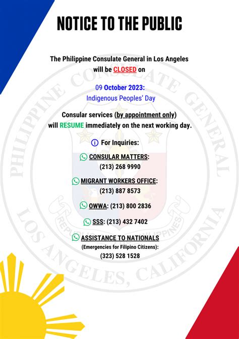 PUBLIC HOLIDAY NOTICE FOR OCTOBER 2023 – Philippine Consulate General Los Angeles California