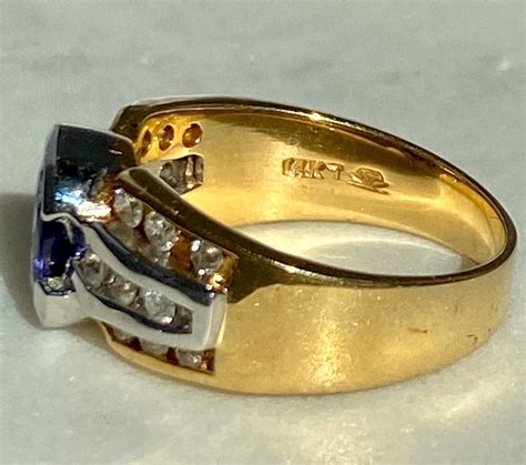 Le Vian 14K Yellow Gold Diamond Oval Faceted Tanzanite Ring Tension-Set Sz 7.25 | eBay