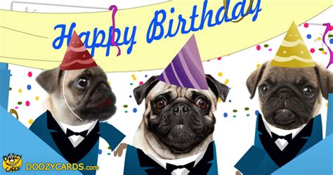 Pug Birthday eCard | Dogs Singing Happy Birthday eCard