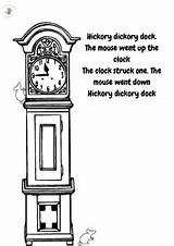 Hickory Dickory Dock Coloring And Make A Mouse Cut Stick  TPT sketch template