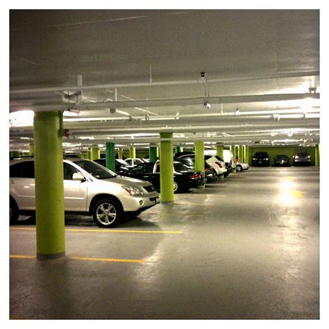 Parking lot with green pillars | Recently painted | By: swanksalot | Flickr - Photo Sharing!
