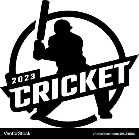 Cricket sport logo with player silhouette Vector Image