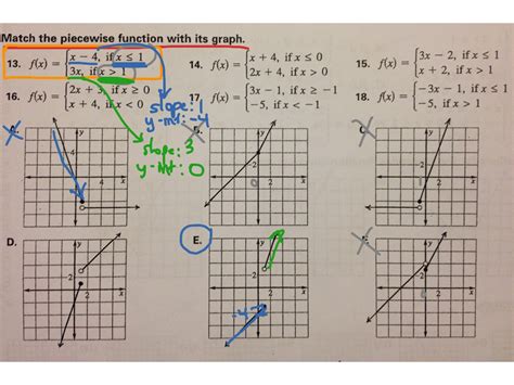 Worksheets Piecewise Functions Answer Key