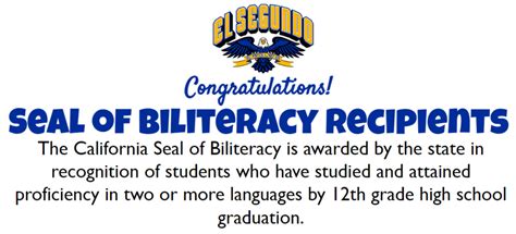 Congrats Seal of Biliteracy Recipients! | El Segundo High School