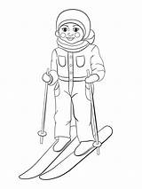 Coloring Page picture Of cartoon skier Boy ski Childish  sketch template