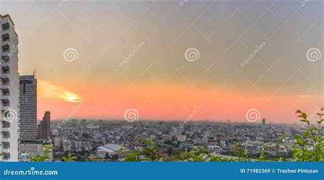 Cityscape: Panoramic View of the Sunset and the City Stock Image - Image of landscape, urban ...