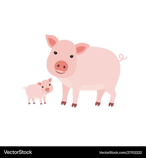 Cute cartoon mother pig with her cub Royalty Free Vector