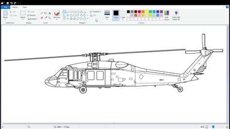 How to draw a UH-60 Black Hawk using MS Paint | How to draw a ...