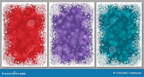 Set of Christmas Cards with Snowflakes Stock Vector - Illustration of ...