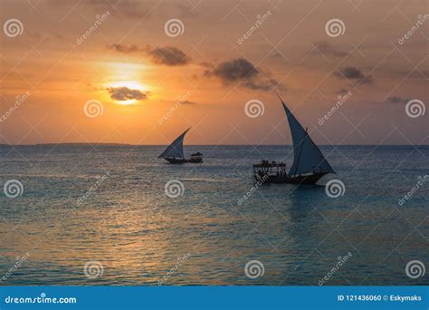 Two sailboats at sunset. stock photo. Image of summer - 121436060