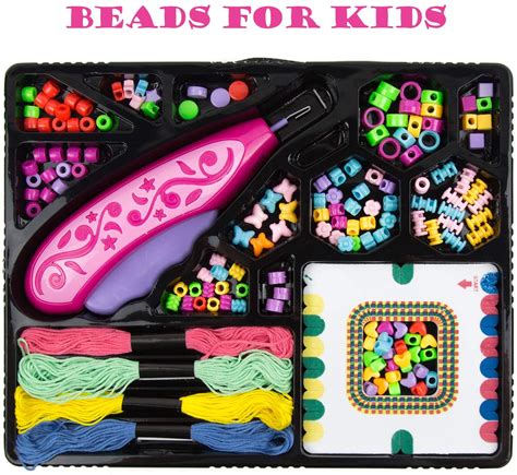 Kids Jewelry Making Kit for Girls, DIY Beads for Jewelry Making Set with 4 Rolls of String ...