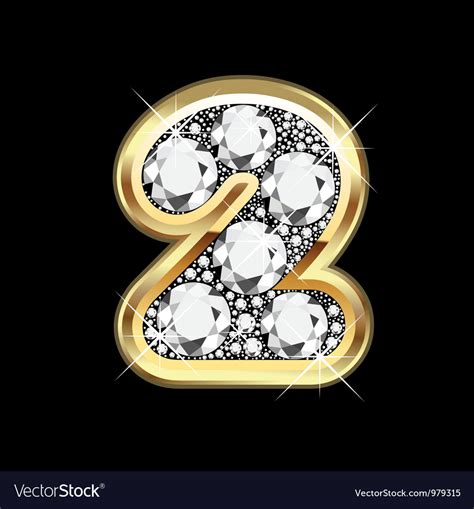 2 number gold and diamond Royalty Free Vector Image