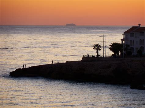 Mediterranean sea pink sunset view free image download