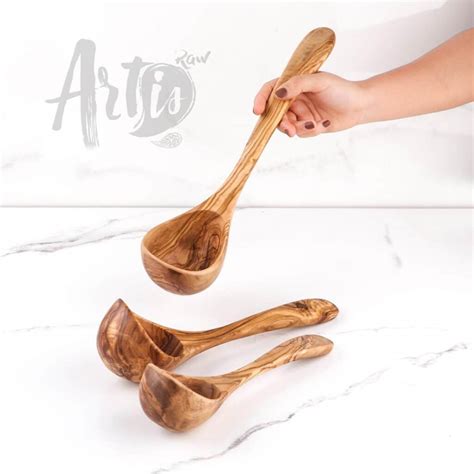 Handmade Wooden Ladle Spoon Set of 3 - Artisraw