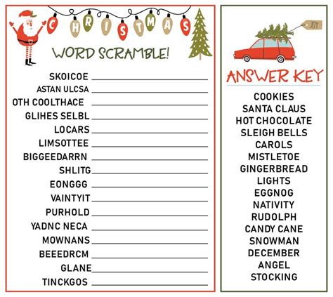 Christmas Word Scramble and Answers | Christmas words, Christmas word ...