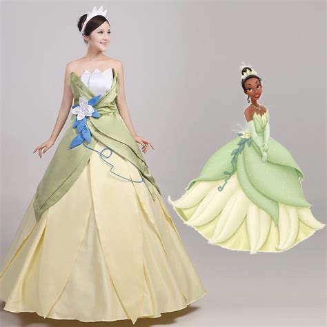 The Princess and the Frog Gown Princess Tiana Evening Dress Fantasy Halloween Women Wedding ...