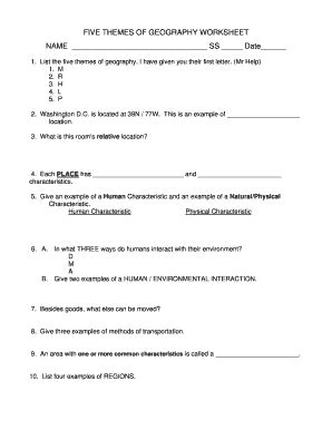 5 Themes of Geography Worksheet: Complete with ease | airSlate SignNow