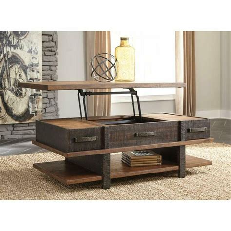 Lift Top Coffee Table with Modern Rustic Farmhouse Design Vintage Weathered Old | eBay | Huis ...