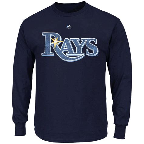 MLB Majestic Tampa Bay Rays New Wordmark Long Sleeve T-Shirt - Navy Blue