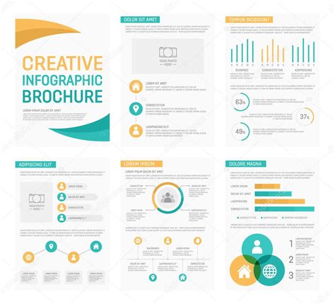 Vector template for multipurpose presentation slides with graphs and charts. Infographic ...