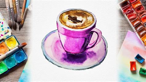 Easy Watercolor Cup Of Coffee Painting - How To Paint Coffee Mugs | Painted coffee mugs, Coffee ...