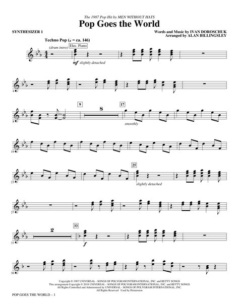 Pop Goes the World - Synthesizer I by Alan Billingsley Sheet Music for Choir Instrumental Pak at ...