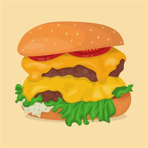 Image of Double Cheeseburger with Tomatoes, Salad Leaves and Garlic ...